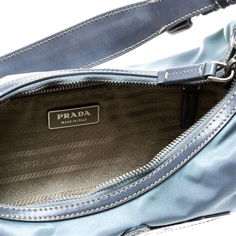 light blue prada purse|Prada blue nylon bag.